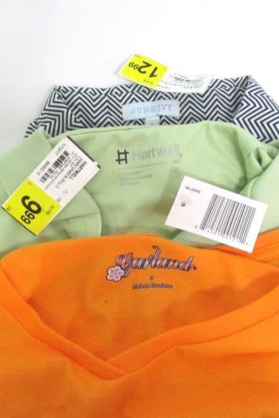 Lot of 3 Women's Shirts Size Small Orange Mint Green White Black Chevron Stripes