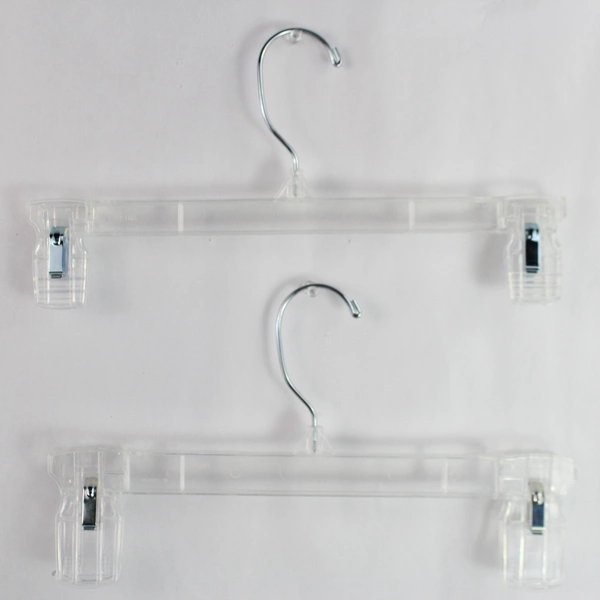 Lot of 10 Clear Plastic Clothes Pants Hangers For Closet Organization