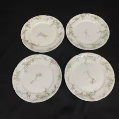 Set of 4 Charles Field Haviland Limoges Bread Plates White Pink Blue Flowers