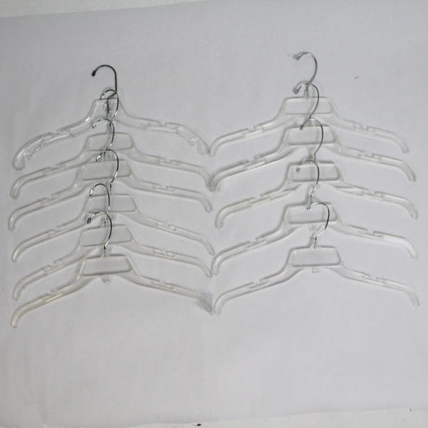 Lot of 11 Clear Plastic Clothes Hangers for Closet Storage & Organization