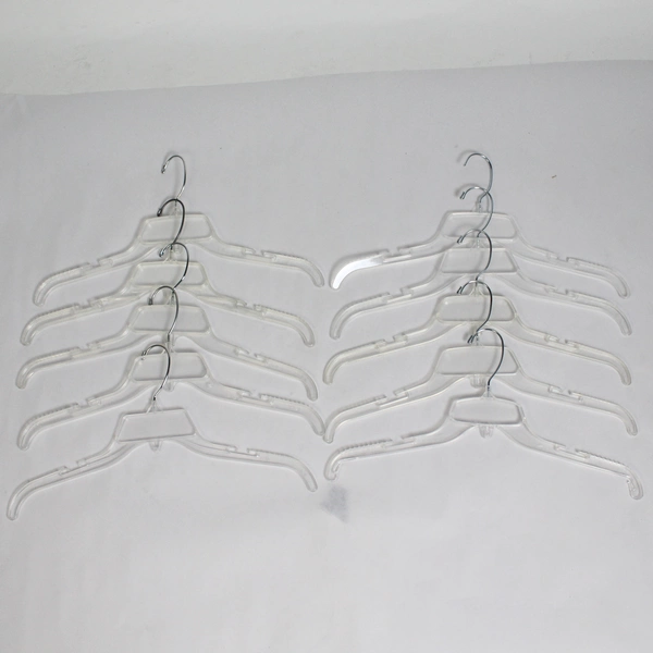 Lot of 10 Clear Plastic Clothes Hangers for Closet Storage & Organization
