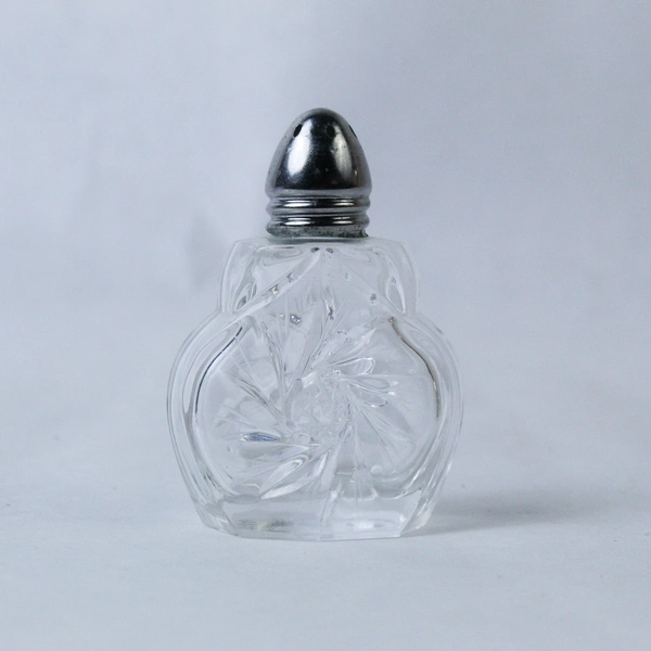 Vintage Pair of Heavy Cut Crystal Glass Salt and Pepper Shakers