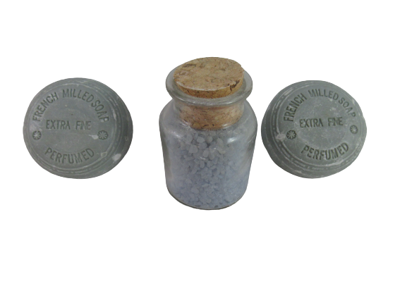 Lot of 5 French Milled Soap Bars Salts For Decor Collectible Blue Floral Scents