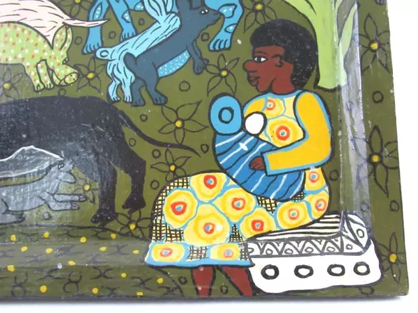 Signed Art Enamel Board Painting Mothers of Africa By Enesia Nyazorwe