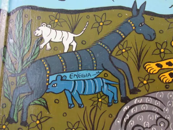 Signed Art Enamel Board Painting Mothers of Africa By Enesia Nyazorwe