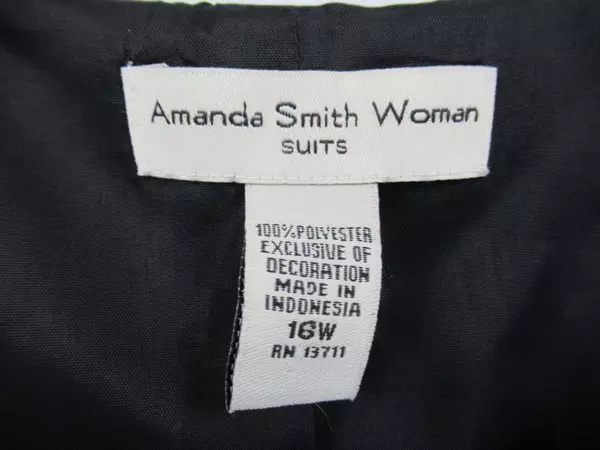 Amanda Smith Women Suits Top Sleeveless Black Embroidery Lined Women's Size 16W
