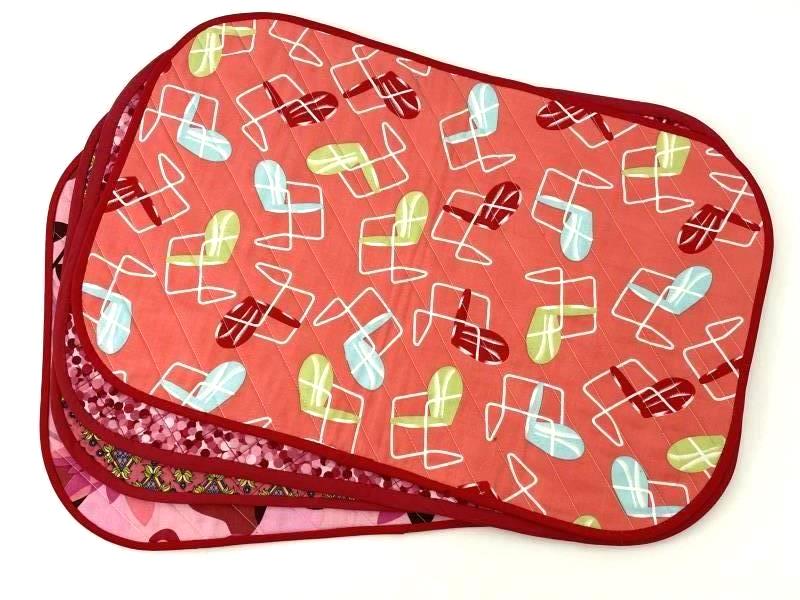 Lot Of 4 Reversible Quilted Mix Match Placemats Bright Spring Summer Hosting