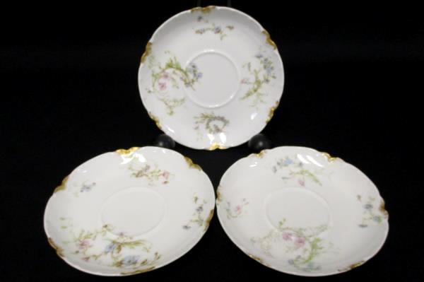 Lot of 3 Saucers by Haviland & Co Antique Schleiger France Limoges Gold Daubs