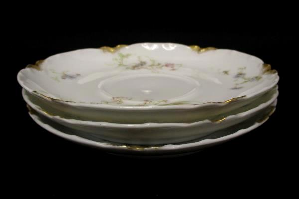 Lot of 3 Saucers by Haviland & Co Antique Schleiger France Limoges Gold Daubs