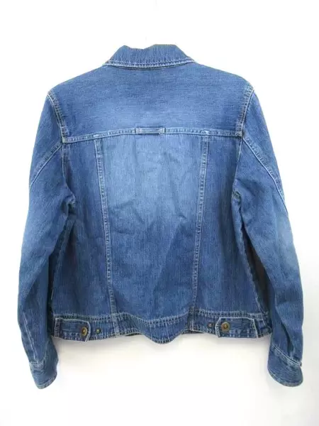 Blassport Blue Denim Jean Jacket Medium Wash Snap Front Closure Women's Size L