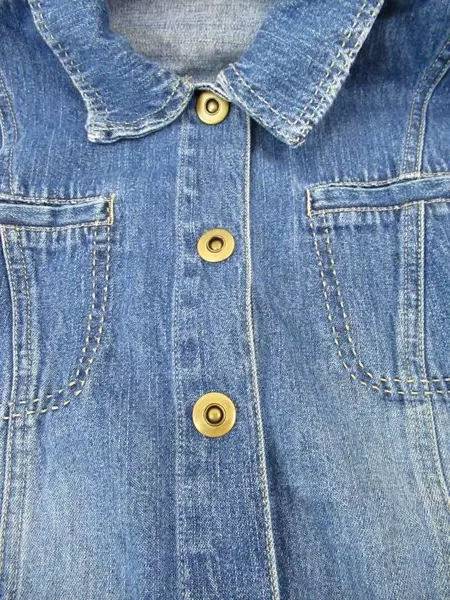 Blassport Blue Denim Jean Jacket Medium Wash Snap Front Closure Women's Size L