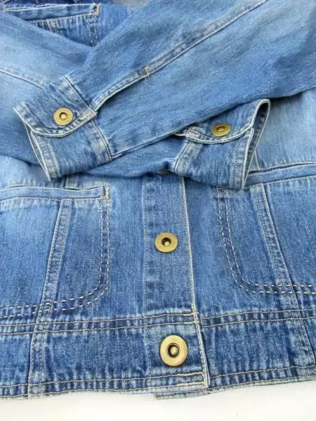 Blassport Blue Denim Jean Jacket Medium Wash Snap Front Closure Women's Size L