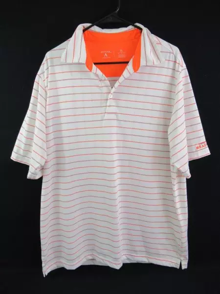 Antigua Desert Dry Neon Orange Striped Polo Shirt Men's Size XL Athletic Active