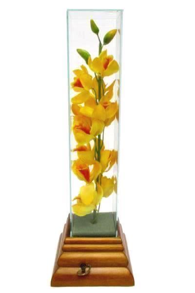 Yunsheng 13" Music Box Flowers Musical Anniversary Waltz Silk Yellow