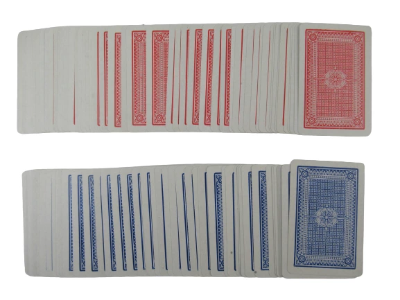 Vintage Travel Size Playing Cards 2 Decks With Black Vinyl Folding Case Red Blue