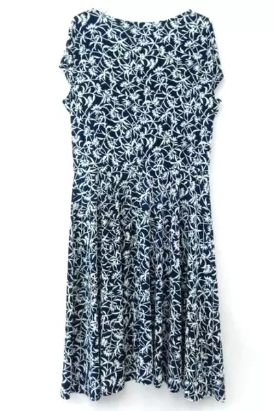 Vintage Miss Dorby Blue And White Floral Dress Women's Size 18 Stretch Frabric