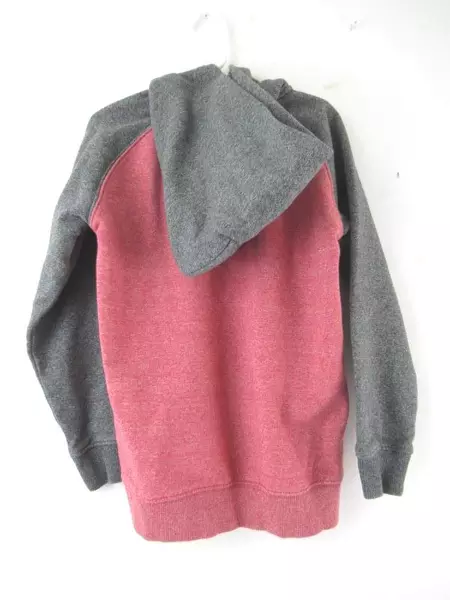 Quiksilver Full Zip Hooded Sweater US Kid's Boy's Size 7X Gray Red Logo Fleece