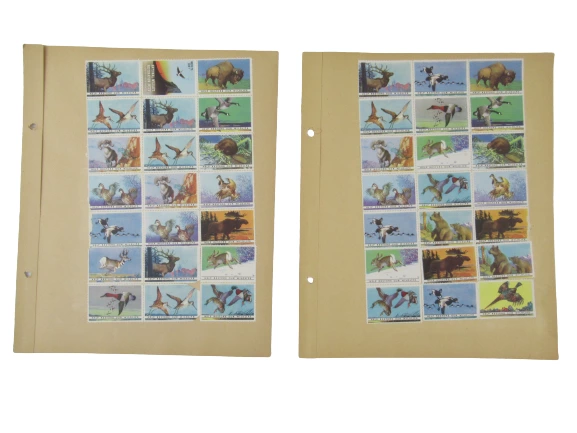 Lot of 84 USA Cinderellas Restore Our Wildlife Stamps on Paper Birds Animals