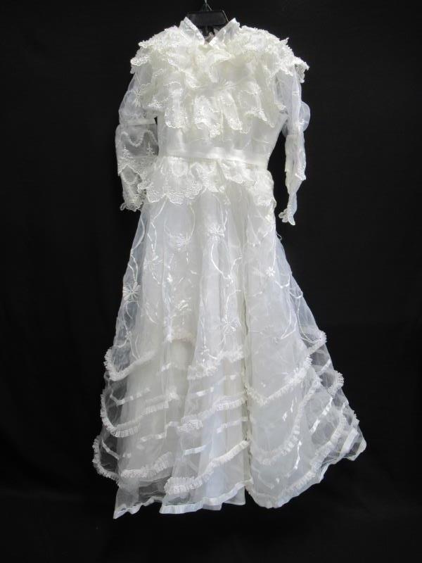 Asia Marketing Dress Formal Ivory Pearl Sequence Floral Toile Lace Girls Size 4