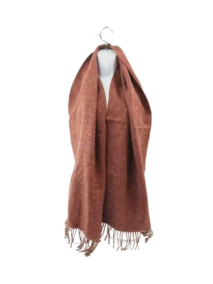 Vintage Red Wool Blend Scarf Winter Accessory Fringe Ends Unisex