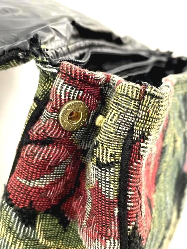 Vintage Oscar De La Renta Tapestry Style Clutch Handbag Lined Floral Black Green