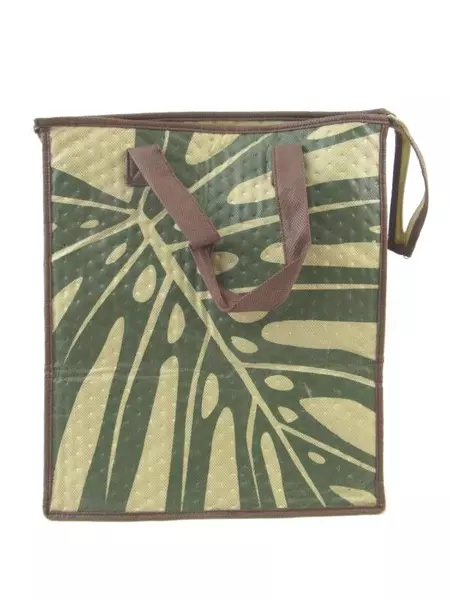 Tropical Paper Garden Hot Cold Reusable Shopping Bag Leaf Pattern Handles Zipper