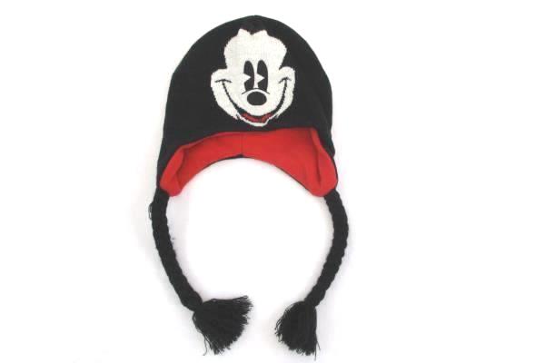 Disney MICKEY MOUSE Laplander Winter Beanie Pom Pom Hat Fleece Lined Knit OS