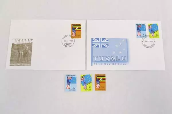 Uganda Tuvalu First Day Covers and Mint Stamps In Original Shipping