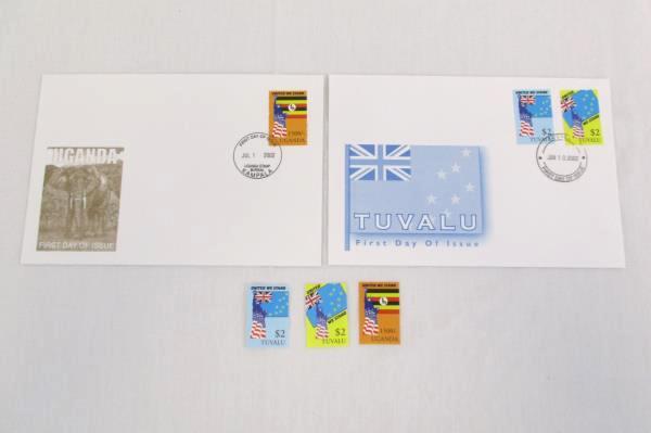 Uganda Tuvalu First Day Covers and Mint Stamps In Original Shipping