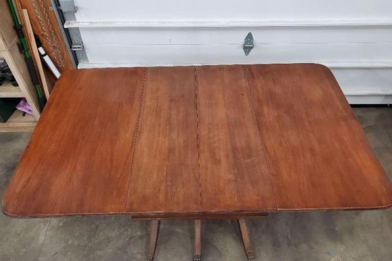 Mid Century Clawfoot Dining Table Wooden With Leaves Drop Sides
