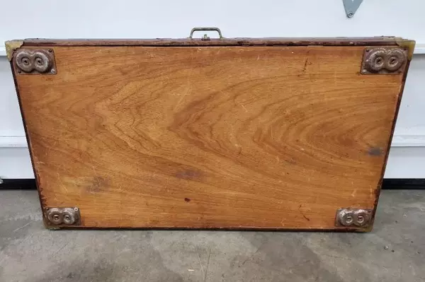 Vintage Wooden Display Case Glass Top Blue Velvet Travel Storage Box
