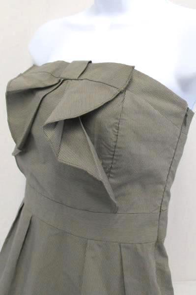 Kes Strapless Dress Mini Bow Front Gray Pinstripe Women's Size 9