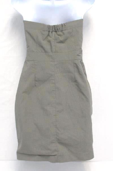 Kes Strapless Dress Mini Bow Front Gray Pinstripe Women's Size 9