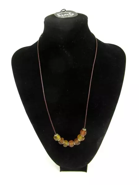 Hand Crafted Stacie Original Designs Glass And Metal Bead Necklace Hoop Earrings