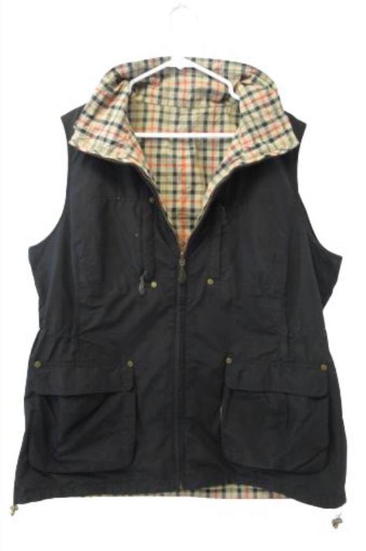 Golfino Reversible Vest Navy Blue Orange Plaid/Black Women's Size 18 Golf Zip Up