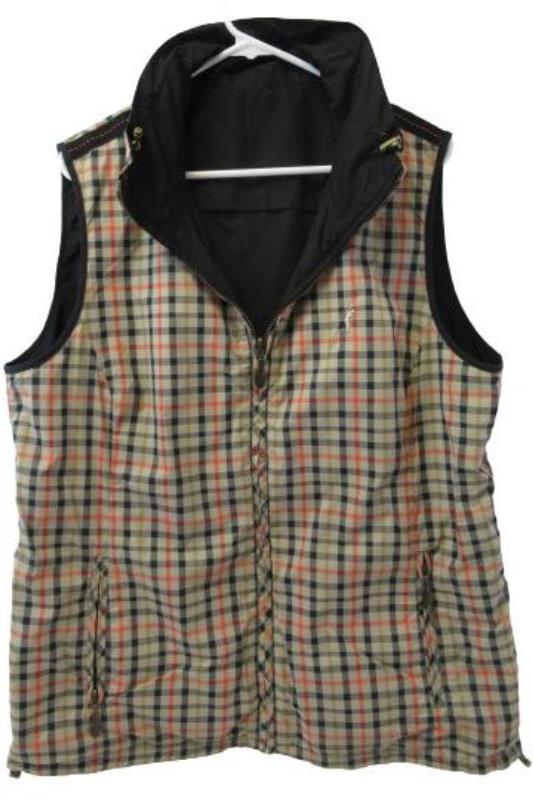 Golfino Reversible Vest Navy Blue Orange Plaid/Black Women's Size 18 Golf Zip Up