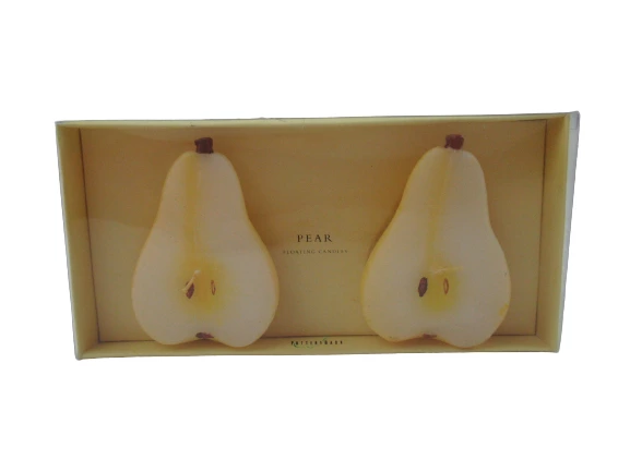 Pottery Barn Floating Candles Pair of Pears Yellow Wax 5 Hours Burning