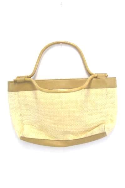 Worthington Handbag Bamboo Handle Beige Woven Paper Multiple Pockets