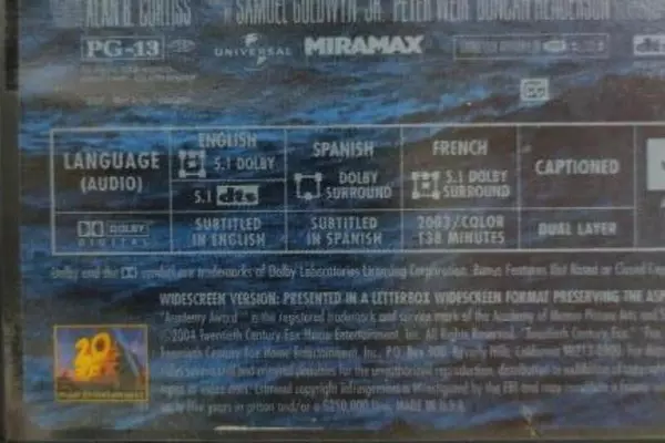 Master and Commander The Far Side Of The World Russell Crowe 2004 DVD