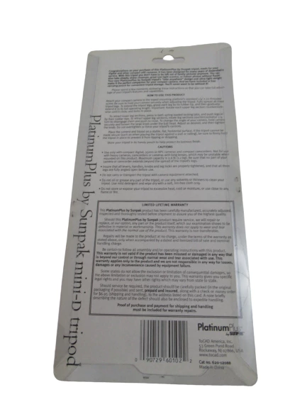 Platinum Plus by Sunpak Digital Mini D Camera Tripod Sealed Free Pouch 620-120BB