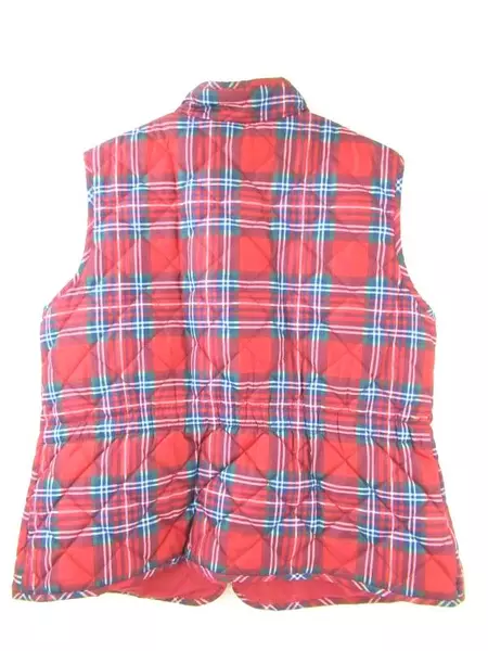 St Johns Bay Quilted Puffer Zip Up Vest Red Plaid Women's Size XXL Pockets