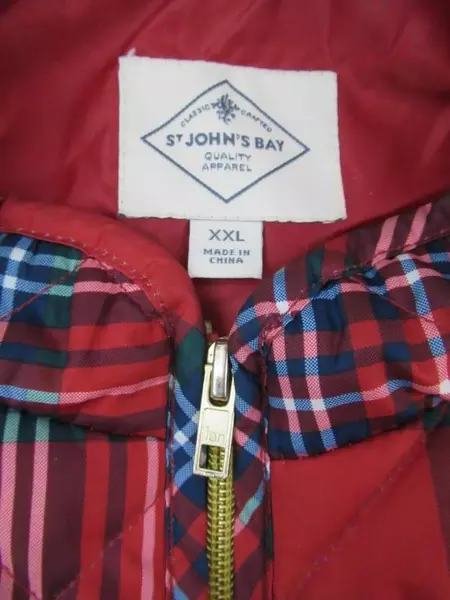 St Johns Bay Quilted Puffer Zip Up Vest Red Plaid Women's Size XXL Pockets