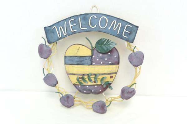 Welcome Metal Apple Hanging Wreath Decoration Home Decor Outdoor Indoor Country