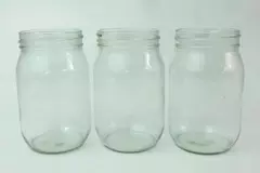 Lot of 3 12 oz Clear Glass Canning Jars Cups Rustic Farm Kitchen Decor No Lids