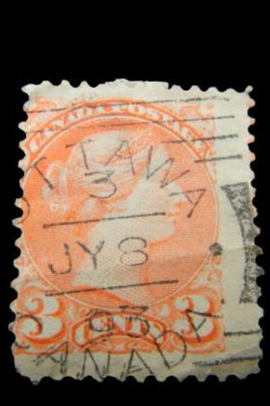 Canada Queen Victoria 1873 Used 3 Cent Stamp Fair Condition Red