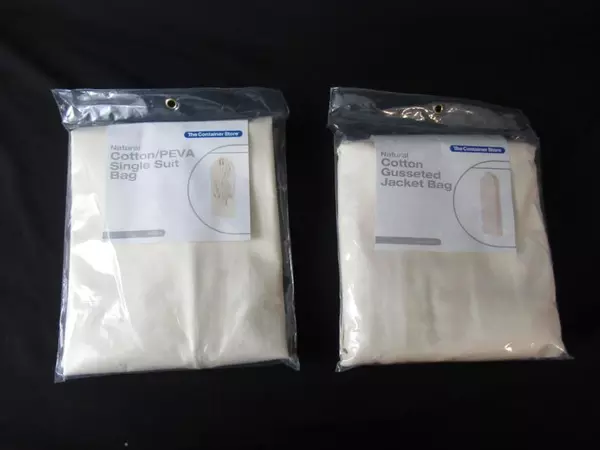 Lot of 2 The Container Store Canvas Garment Suit Bags Gusseted Jacket Bag