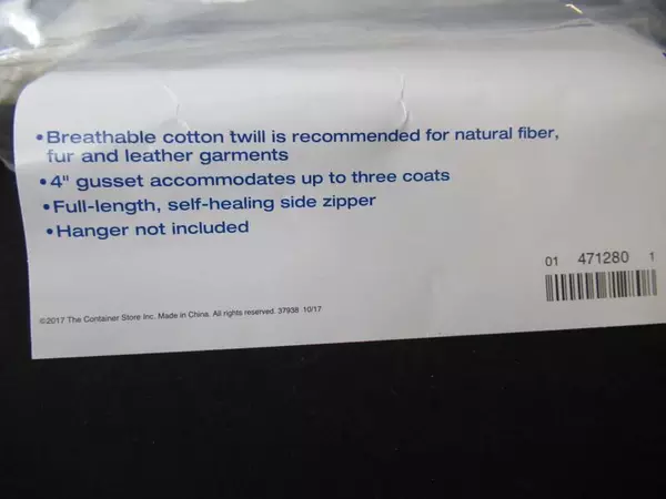 Lot of 2 The Container Store Canvas Garment Suit Bags Gusseted Jacket Bag