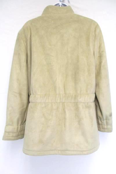 Women's Calvin Klein Tan Suede Snap Jacket Coat Designer Warm Size Large
