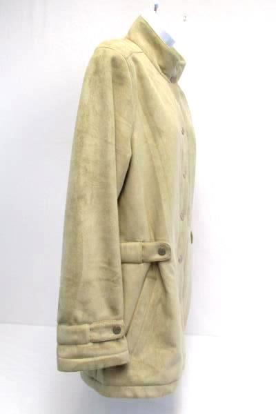 Women's Calvin Klein Tan Suede Snap Jacket Coat Designer Warm Size Large