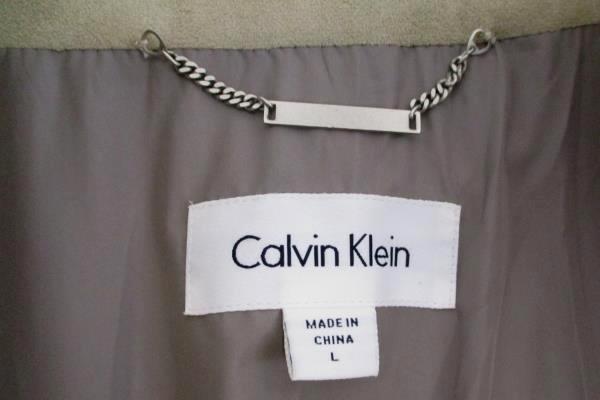 Women's Calvin Klein Tan Suede Snap Jacket Coat Designer Warm Size Large